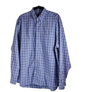 Jos A Bank Executive Collection Shirt Men Blue Plaid Long Sleeve Button Up XL